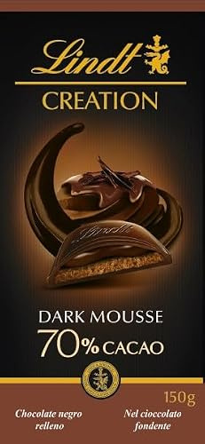 Lindt Creation Tableta de Chocolate Negro 70% Cacao, con Relleno de Mousse, 150g