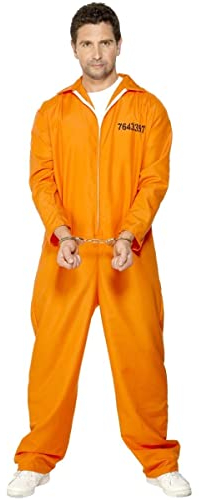 Smiffys Escaped Prisoner Costume, Orange, L - Size 42-44