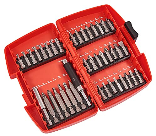 Amtech - 40pc Screwdriver Bit Set, Chrome Vanadium Steel Bits with Quick-Release Driver, for General Fastening & DIY Screwdriving Tasks
