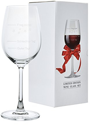Verre à vin avec inscription « Guter Tag!, Schlechter Tag! » - 420 ml - Verre à vin rouge - Verre d'humeur - Verre de qualité supérieure avec gravure laser - Idée cadeau