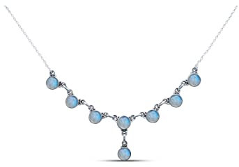 mantraroma Kette 925 Silber Edelstein Collier Silber Damen Sterling Silber Halskette Geschenk (MCO-006)