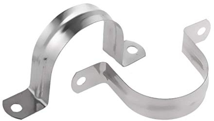 (2 pcs) Stainless Steel Hanger U Shaped Saddle Clamp Tube Pipe Clip - 50mm,2 Holes