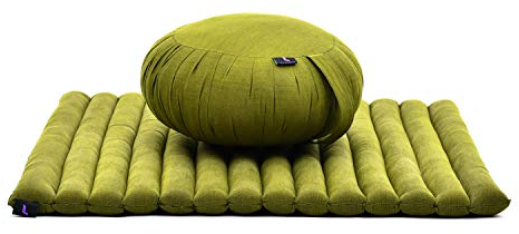 Leewadee Meditationskissen Set Sitzkissen Rund Zafu Yoga Kissen Zabuton Yogakissen Meditationskissen Meditation Zubehör Yoga Sitzkissen Yoga Meditationskissen, Kapok, Grün