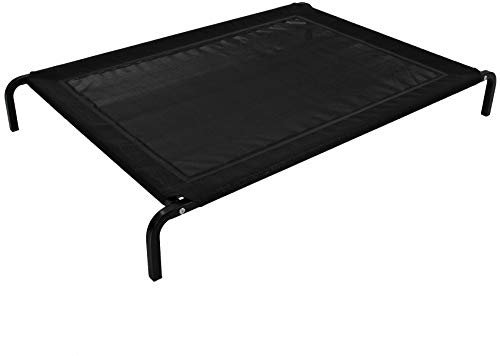 Easipet Elevated Mesh Dog Bed, Medium Waterproof Raised Pet Cot with Steel Frame, Black, 106 x 62 x 15cm
