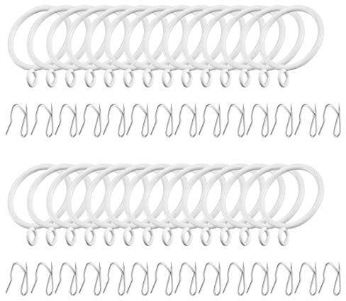 Adiyer 28 anelli per tende scorrevoli con occhielli di diametro interno da 3,5 cm, con ganci per tende a gancio per drappeggio (bianco)
