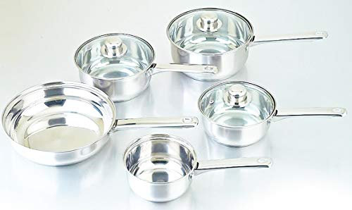 Highlands COOKWARE + Steamer Set Stainless Steel Saucepan PAN Pot Kitchen Cook Sauce Induction (5pc Pan Set - Induction Based)