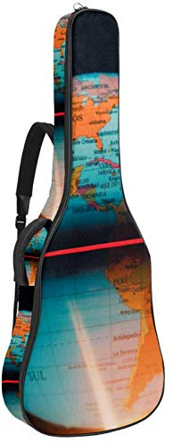 Gitarren-Gigbag, wasserdicht, Reißverschluss, weicher Gitarren-Rucksack, Bass, Akustik- und klassische Folk-Gitarre, E-Gitarre, Earth Map Globe