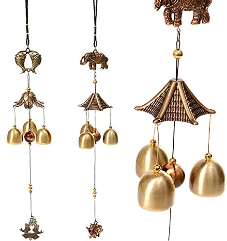 2 Stück Fengshui Glocke Wind Chime Antikes Kupfer Windspiele Metal Wind Chime Glocken Kupfer Windspiele Kupfer Wind Glockenspiel Ornament Vintage Kupfer Windspiele Für Balkon Garten Fengshui Deko
