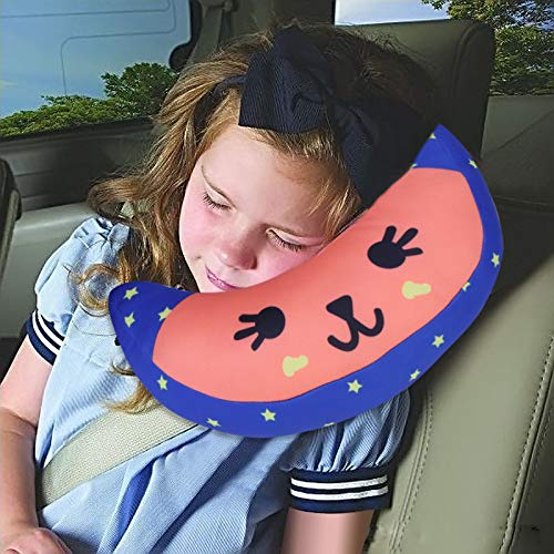 Gurtpolster Auto Schlafkissen Kinder Autositz Gurtkissen Baumwolle Kopfstütze Nackenschutz Nackenkissen Gurtschutz Sicherheitsgurtpolster Cartoon Kopfkissen Klettverschluss Nackenstütze Kinderwagen