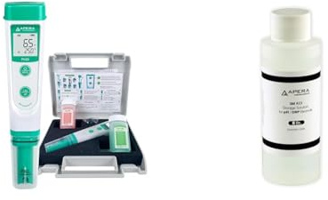 Apera Instruments PH20 pH-Meter, Messgerät im Taschenformat Set inkl. Kalibrierlösungen & Apera Instruments Elektrolyt Lösung 3M