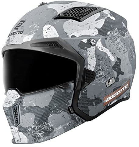 Bogotto Radic Camo Helm, weiß matt/grau, XS