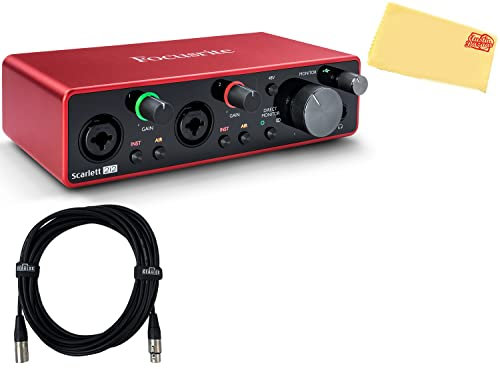 Focusrite Scarlett 2i2 3rd Gen 2, 2-out USB Audio Interface Bundle con cavo XLR e panno per la lucidatura Austin Bazaar