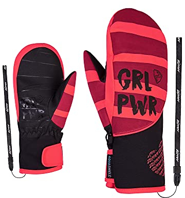 Ziener Mädchen LIWANI Ski-Fäustling/Wintersport | wasserdicht, Primaloft, modisch, Wine red.neon pink, 6,5