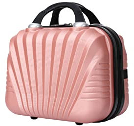 TROLLEY ADC - Vanity Case Rigide 21x29x11cm - 1,2Kg - 11 litres - Trousse de Toilette Femme Homme - Solide 100% ABS Idéal pour Partir en Week-End ou en Voyage - Collection Elegance - Rose Gold