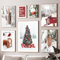 Nordische Landschaft Bild Leinwand Gemälde Wandkunst Schnee Weihnachtsmann Hut Kiefer Poster und Druck für modernes Zuhause Wohnzimmer Weihnachtsdekoration (H, 30 x 40 cm, ohne Rahmen)