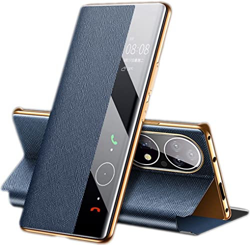 SNOWtreeAA Étui pour Huawei P50 Pro. Fermeture Magnétique, Coque en Cuir Intelligent pour Téléphone/Couverture de l'P50 Pro -Bleu