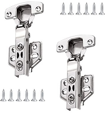 2 Pcs Soft Close Hinges Kitchen Cupboard Cabinet Door Hinges with Self Closing Mechanism Slow Shut Plate Hinge & Screws Wardrobe Doors Hinges for Bedroom Wardrobes Living Room Shoe Cabinets