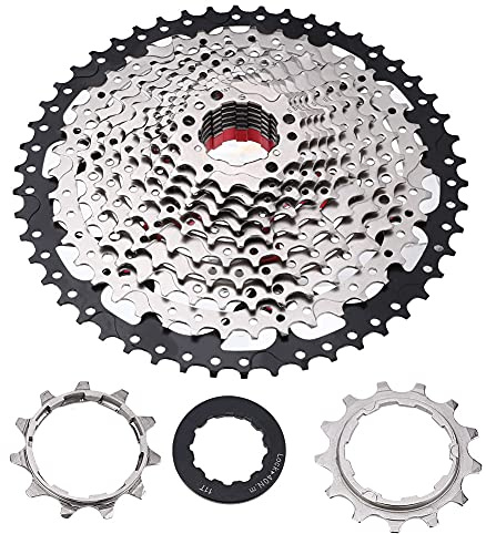 Miskall Freilauf-Fahrradkettenrad aus Stahl, Silberne Freilaufkassette, 9/10/11/12-Gang 32/36/42/46T Rennrad-Freilaufkassette, Fahrrad-Ersatzzubehör