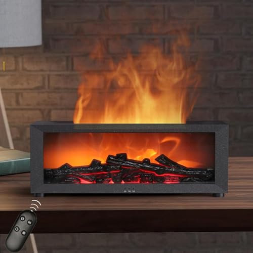 Luftbefeuchter 150ml, 7-Colour Light Flame Effect Aromatherapie Diffuser Kamin, Kamin Aromatherapie Diffusor, Kamin Luftbefeuchter, Für Zuhause, Büro, Schlafzimmer