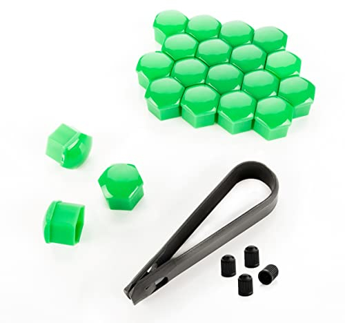 LST 20x Sechskant Radschraube Abdeckkappen Felgen Kappen Set 17 mm Grün Glanz
