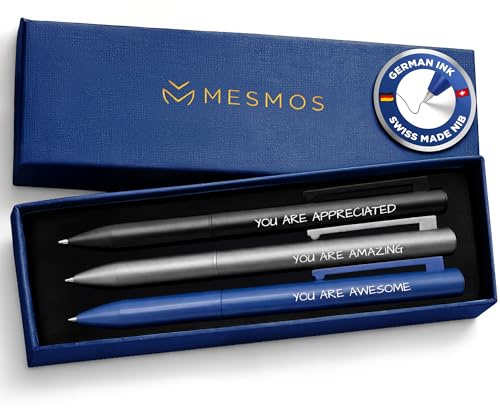 MESMOS 3pk Luxury Metal Ballpoint Pens, German-Made Ink, Teacher Appreciation Gifts Ideas, Teacher Gifts, Teachers Supplies, Thank You Gift for Men, Cool Desk Accessories, Nice Pens for Mens