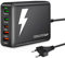 LAMJAD 100W USB C Ladegerät, 5 Port Schnellladegerät [3 USB C + 2 USB A], PD GaN III Netzteil Kompatibel Mit iPhone 15/14/13/12, iPad Pro, Galaxy S22/S21, Pixel (Schwarz)