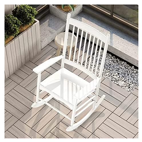 WAHHWF Schaukelstuhl Satz von 2 Weiß Schaukelstühle für Front Porch Schwer belastbar, Außen-Balkon-Garten Erwachsene Hölzernes Schaukelstuhl für Terrassen/Rasen/Hinterhof/Pool, Lädt 330lbs