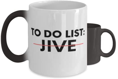 Teegarb Letter Blanket Kaffeebecher mit Farbwechsel, 325 ml, inspirierender Dace-To-Do-Liste, Jive Learn Saying Sarcastic Gag, lustiger Tanz, Jive, Tanzen, Männer, Frauen, Wortspiel lernen