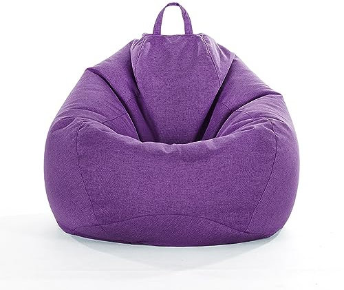 FANSU Pouf Poire sans Remplissage - Lin Couleur Unie pour Enfant Ado Adulte, Salon Chambre, Uniquement Housse Sac Haricots, Polyvalent de Rangement (S,Violet)