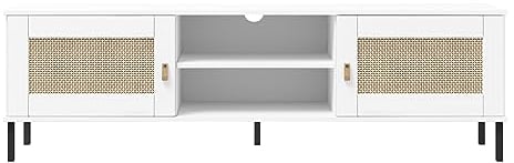 Woodroom Valenica TV-Lowboard Kiefer massiv lackiert 158x47x40 cm TV-Board TV-Schrank TV-Ständer weiß