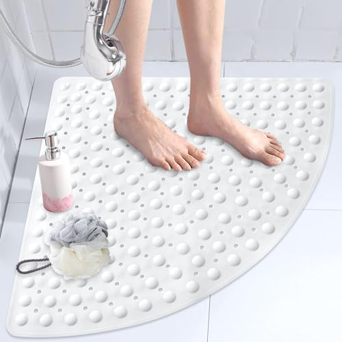 ZOKBOM Tappetino da doccia antiscivolo, 70 x 70 cm, grigio: tappetino da doccia antiscivolo, comodo tappetino antiscivolo per doccia, ad asciugatura rapida, senza BPA, con ventose (bianco, 70 x 70 cm