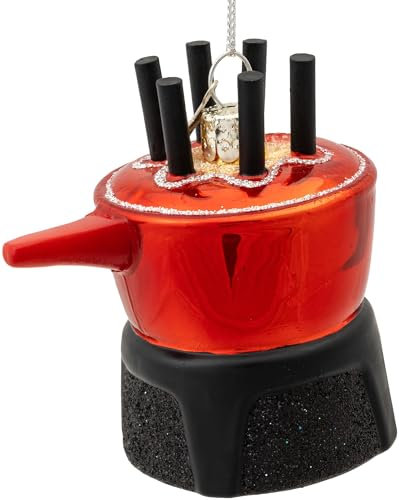 SIKORA Fondue Set besondere Weihnachtskugel Glas Christbaumschmuck Deko Figur Weihnachten Anhänger Ornament - Trend Line - BS616