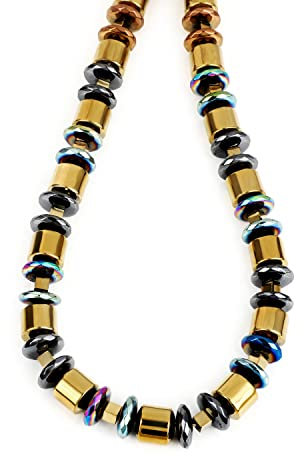 GEMSTONE COUTURE Hämatit-Perlen-Halskette für Damen, handgefertigter Halbedelstein-Schmuck aus 925er-Sterlingsilber mit Edelsteinperlen – 45 cm