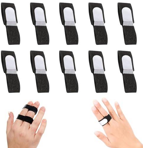 Fhioevt 10 Stück Fingerschiene Kleiner Finger Splints Trigger Finger Schiene Fingerbandage mit Verstellbarer Klettverschluss Fingerschutz für Mittelfinger Zeigefinger Ringfinger Arthrose (Schwarz, L)