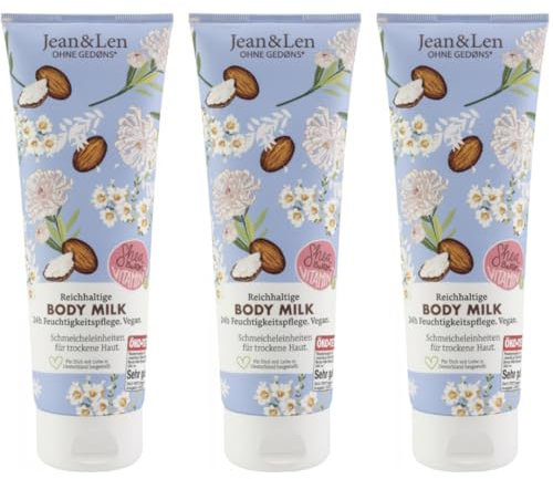 Reichhaltige Body Milk Sheabutter & Vitamin E Duschgel Körpercreme 250 Mililiter x 3 Stück