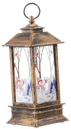 TOPPERFUN Led Weihnachtslaterne Mit Schneemann-Motiv Dekoratives Led-nachtlicht Antiker Stil Tragbare Tischdekoration Für Innenräume Einfache Installation Batteriebetrieben Geeignet Als Zuha