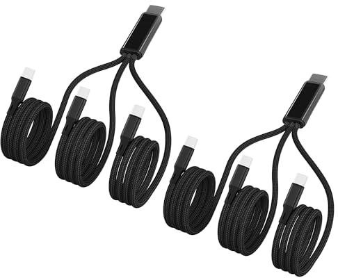 Multi USB C Kabel 1.2M 2Pack,3 in 1 Multiple Typ C Ladegerät,3A Splitter Typ-C Ladegerät,Nylon Kabel,USB-C auf 3 USBC Port,Kompatibel mit iPhone 16/15,iPad Pro,Samsung S24,Google,Android,Kindle fire