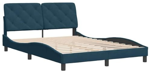 vidaXL Bettgestell, Bett ohne Matratze, Bettrahmen mit Lattenrost für Schlafzimmer, Schlafzimmerbett DoppelBettgestell Blau 140x190cm Samt