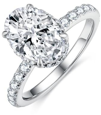 2,5 Karat Oval Cut Moissanit Ringe für Frauen D Farbe VVS1 Moissanit Eheringe S925 Sterling Silber Diamant Verlobungsringe mit Zertifikat (8)