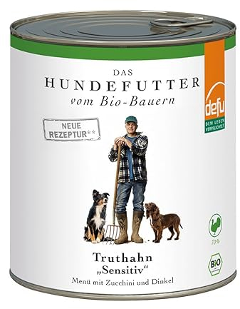 defu Hundefutter | 6 x 800 g | Bio Truthahn Sensitiv | Premium Bio Nassfutter Menü | Alleinfuttermittel für Hunde