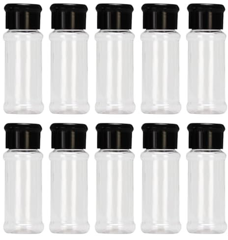 Confezione Da 10 Pepiere, Flaconi Per Spezie Con Coperchio Incernierato, Flaconi Per Spezie Con Fondo Trasparente, Flaconi Dosatori Per Spezie, Flaconi Shaker, Flaconi Per Spezie Ricaricabili