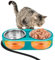Lonepetu Outdoor Heated Cat Bowl, 42 OZ Heated Water Food Bowl for Cats in Cold Winter, Pet Heated Water Feeder for Kitty Feral Cat Provide Hot Water and Food with 2 Removable Stainless Steel Bowls