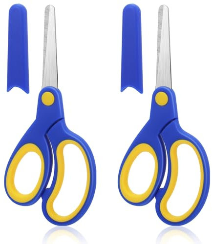 2 Pièces Ciseaux pour Enfants Gauchers Avec couvercle, Ciseaux Coupe-papier pour Enfants, Acier inoxydable Ciseaux Faits à La Main pour L'école, Ciseaux Faits La Main pour Une Utilisation, 14.5CM