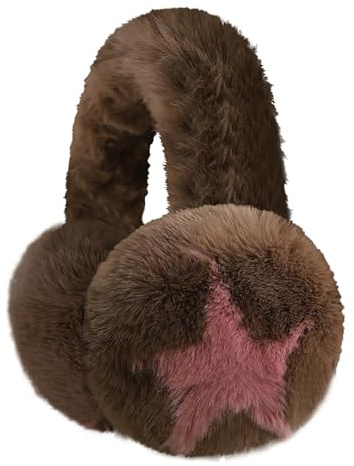 JIAHG Winter Five-pointed Stars Plush Earmuffs Warm Faux Fur Ear Cover Ear Warmer Muffs Cold-proof Windproof Folding Earmuffs Ear Flaps Cozy Furry Ear Protection Gift for Men Women