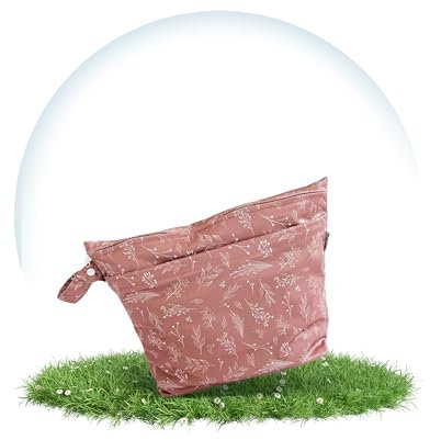 Hinzling Wetbag (Botanical Mocha Duo) – 2 in 1 Nasstasche für saubere und dreckige Stoffwindeln – Nachhaltige Wetbags aus recyceltem Polyester – Wetbag für Kindergarten und Unterwegs