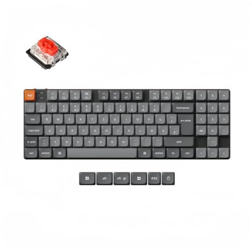 Keychron K13 Max QMK/VIA Kabellose Mechanische Tastatur,DE-ISO TKL Layout Bluetooth/2.4 GHz/Kabelgebundene,RGB Hot-Swappable Low-Profile Gateron Roter Switch für Mac Win