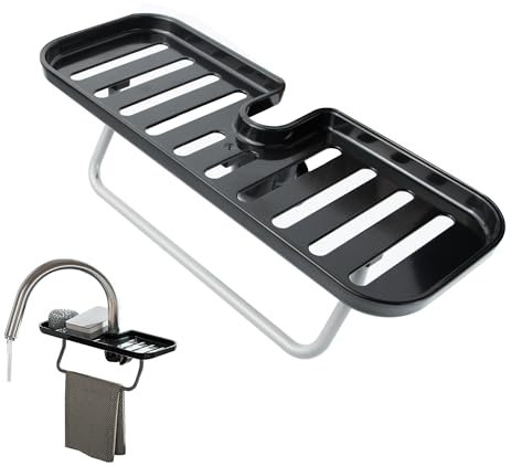 Support Eponge Evier Cuisine Organiseur - Porte Eponge Evier Organisateur à Suspendre Pas de Perçage Rangement Support Eponge pour Poser évier de Cuisine Salle de Bain Stockage Brosse éponge, 1 Pièces