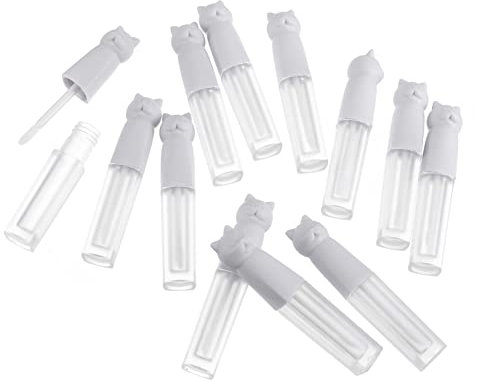 CRILSTYLEO 12pcs Cat Lip Gloss Tube Clear Lip Gloss Bottle Mini Lip Gloss Tubes Empty Lip Gloss DIY Lipstick Tubes DIY Containers DIY Lipstick Containers Frosted White