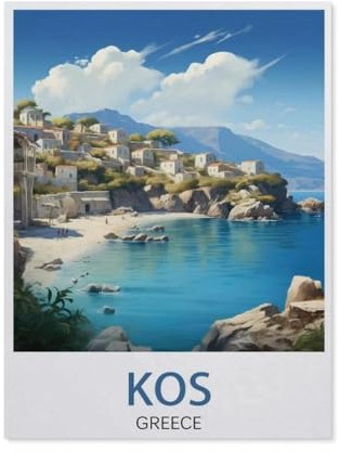 Puzzel Für Erwachsene Jigsaw Puzzle 1000,Kos Griechenland Vintage-Reiseposter,DIY Papier Puzzle Einzigartiges Geschenk Wohnkultur Stil(38x26cm)-AU66