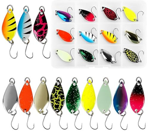 XOXVURI Lot De 12 Leurre Truite Leurres De Pêche Pour Truite Wobbler Spoon Spinner Clignotant Leurre De Pêche Avec Boîte Pour Kit De Pêche